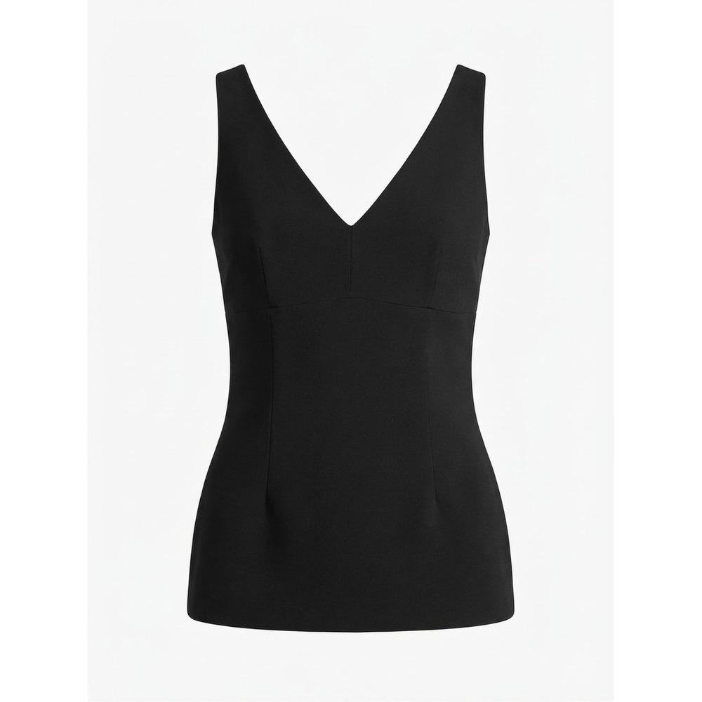 Bebe V-Neck Sleeveless Top Womens 6 Black Tailored Lined Blouse Excellent